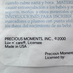 Vintage New Precious Moments Baby's Birth Certificate Pillow 9" x 12" - Keepsake Baby Shower & New Baby Gift Unisex Boy & Girl 2004