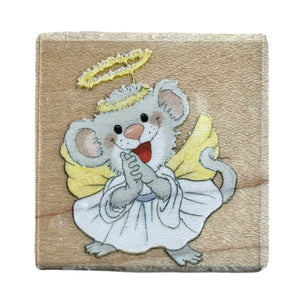 New Vintage Angel Mouse Suzy's Zoo Wooden Rubber Stamp by Rubber Stampede 2805C