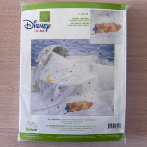 Kit de couverture afghane pour bébé vintage Disney Winnie l'ourson Sweet Dreams Stars &amp; Moon au point de croix compté ou tableau de motifs PDF Instructions 34" x 43 1/2"