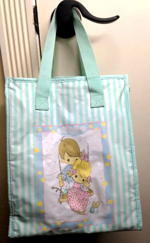 Rare Vintage Precious Moments Baby Diaper Bag Boy & Girl Unisex Together Time Medium Size Mint Green 1990s