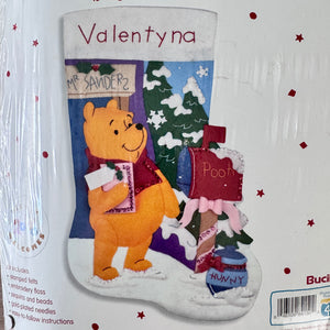 Disney Winnie The Pooh's Mail & Mailbox 18" Felt Stocking Kit with Sequins, Beads, Embroidery Vintage Rare Personalized DIY Craft