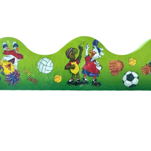 Bandes de bordure décoratives scolaires vintage New Suzy's Zoo 12 CT SPORTS 2" x 37 FT Fenêtre Mur Tableau d'affichage Porte Enseignant Produit de classe