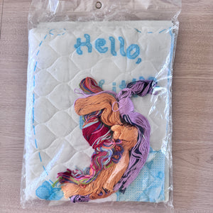 New Vintage Disney Winnie The Pooh with Balloon Baby Nursery Crib Quilt Kit Stamped Cross Stitch Hello Little One Keepsake Blanket 34" x 43"