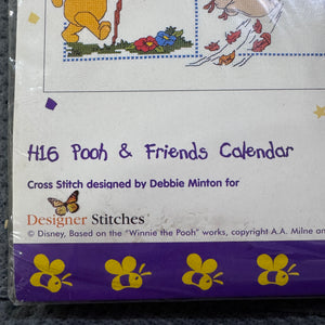 Kit de punto de cruz vintage con calendario de osos y amigos de Winnie the Pooh de Walt Disney, temporadas de 12 meses o patrón con gráfico en PDF, instrucciones Debbie Minton 1133-62