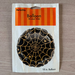 Globo para fiesta de Halloween de 18" con diseño de telaraña malvada en color negro