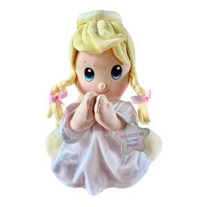 Nuby Talking Angel Girl English Praying Blonde Hair Plush Soft Rag Doll Bedtime Prayer Pal 11" Stuffed Toy Baby Shower Gift