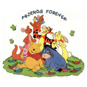 Rare Winnie The Pooh Bear 'Friends Forever' Seven Character Counted Cross Stitch Kit H48 by Designer Stitches UK 2000 - Pooh Eeyore Piglet Tigger Rabbit Kanga & Roo