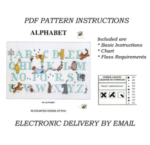 Vintage Classic Design New Winnie-The-Pooh Alphabet Counted Cross Stitch Kit or PDF Pattern Chart Instructions H5 by Debbie Minton Designer Stitches