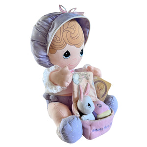 Vintage New Precious Moments 'Heaven Bless You' Girl Plush Wind Up Doll with Toys Musical Baby Nursery Toy 10" Rare Collectible 1999