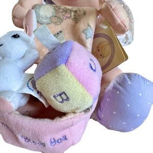 Vintage New Precious Moments 'Heaven Bless You' Girl Plush Wind Up Doll with Toys Musical Baby Nursery Toy 10" Rare Collectible 1999