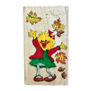 New Vintage Suzy's Zoo Suzy Ducken Wooden Rubber Stamp by Rubber Stampede Autumn Fun 2803E