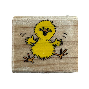 Nouveau tampon en caoutchouc en bois vintage Suzy's Zoo jaune printemps / poussin de Pâques par Rubber Stampede Warm Fuzzy Wishes 613A