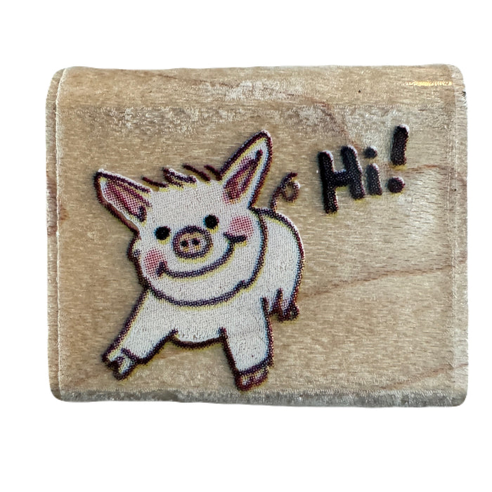 New Vintage Suzy's Zoo Wooden Rubber Stamp A A Little Piglet Hi! by Rubber Stampede 2860A