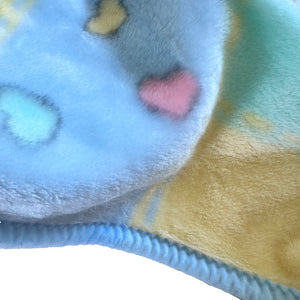 Vintage Precious Moments Baby Girl & Boy Hearts Crib Blanket Luxury Plush Throw 30" x 45" 2001 Crown Crafts Unisex Pastel Green Blue & Yellow