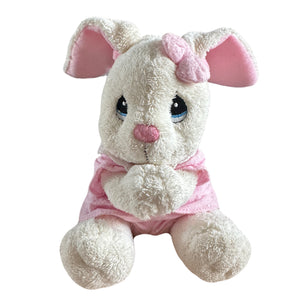 Vintage Talking Precious Moments 9" Baby White & Pink Girl Bunny Rabbit Plush Prayer Pal Doll Soft Rag Bedtime Collectible Stuffed Animal Praying Easter Toy