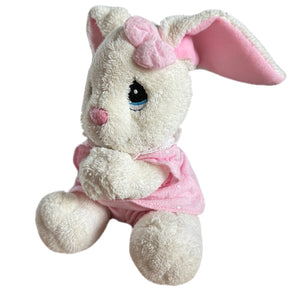 Vintage Talking Precious Moments 9" Baby White & Pink Girl Bunny Rabbit Plush Prayer Pal Doll Soft Rag Bedtime Collectible Stuffed Animal Praying Easter Toy