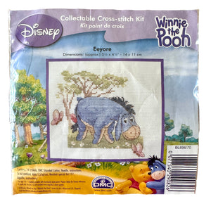 Disney Winnie The Pooh Donkey Eeyore with Butterflies Watercolor Counted Cross Stitch Kit or PDF Chart Pattern Instructions by DMC 5 1/2" x 4 1/2"