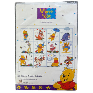 Kit de punto de cruz vintage con calendario de osos y amigos de Winnie the Pooh de Walt Disney, temporadas de 12 meses o patrón con gráfico en PDF, instrucciones Debbie Minton 1133-62