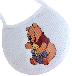 Babero de punto de cruz con un puñado de miel de Winnie The Pooh de Walt Disney, regalo de recuerdo para bebé, gráfico en PDF, instrucciones y patrón 132-24