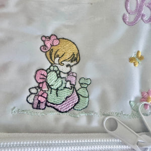 Vintage Rare New Precious Moments Style Pink Girl and Puppy Small Diaper Bag Elegant Kids 2000 Baby Shower Gift