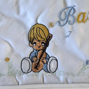 Vintage Rare New Precious Moments Style Blue Boy with Puppy Small Diaper Bag Elegant Kids 2000 Baby Shower Gift