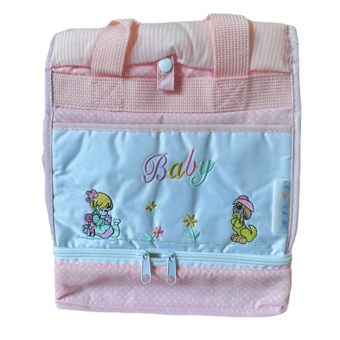 Vintage Rare New Precious Moments Style Pink Girl and Puppy Small Diaper Bag Elegant Kids 2000 Baby Shower Gift