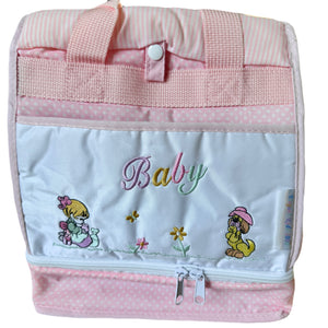 Vintage Rare New Precious Moments Style Pink Girl and Puppy Small Diaper Bag Elegant Kids 2000 Baby Shower Gift