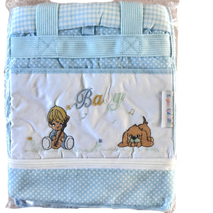 Vintage Rare New Precious Moments Style Blue Boy with Puppy Small Diaper Bag Elegant Kids 2000 Baby Shower Gift