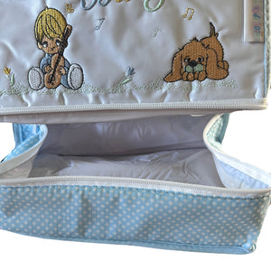 Vintage Rare New Precious Moments Style Blue Boy with Puppy Small Diaper Bag Elegant Kids 2000 Baby Shower Gift