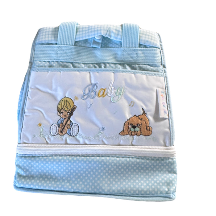 Vintage Rare New Precious Moments Style Blue Boy with Puppy Small Diaper Bag Elegant Kids 2000 Baby Shower Gift