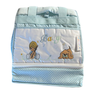 Vintage Rare New Precious Moments Style Blue Boy with Puppy Small Diaper Bag Elegant Kids 2000 Baby Shower Gift
