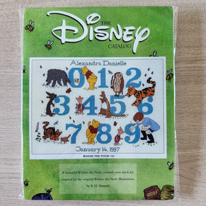 Vintage Rare Disney Catalog Classic Winnie-The-Pooh 123 Numbers Birth Sampler Announcement Cross Stitch Kit or PDF Pattern Chart Instructions