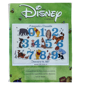 Vintage Rare Disney Catalog Classic Winnie-The-Pooh 123 Numbers Birth Sampler Announcement Cross Stitch Kit or PDF Pattern Chart Instructions