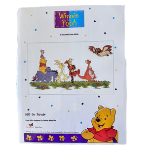Walt Disney Winnie The Pooh 'On Parade' Counted Cross Stitch Kit H18 by Debbie Minton Designer Stitches Vintage 1999 Eight Friends / Characters Marching in a Row