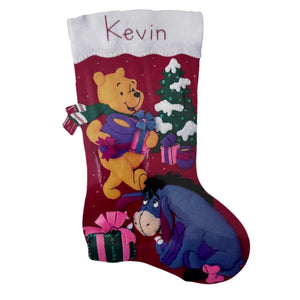 Disney Winnie The Pooh & Eeyore 18" Felt Applique Stocking Kit with Sequins, Beads, Embroidery Vintage Rare Personalized DIY Craft