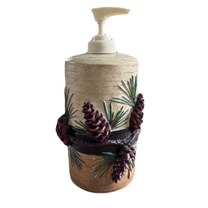 Woodland PineCone Soap/Lotion Dispenser Vintage Cabin Decor 7.5" Resin