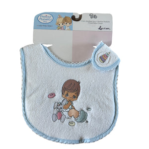 Lot de 5 bavoirs pour bébé garçon en coton doux et tissu éponge, bleu