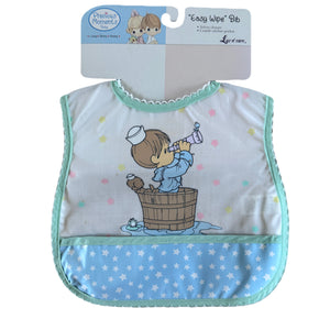 Lot de 5 bavoirs pour bébé garçon en coton doux et tissu éponge, bleu