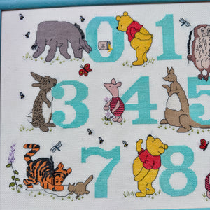 Vintage Rare Disney Catalog Classic Winnie-The-Pooh 123 Numbers Birth Sampler Announcement Cross Stitch Kit or PDF Pattern Chart Instructions