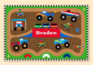 Monster Trucks Personalized Kids Placemat 18" x 12" with Alphabet - Custom USA