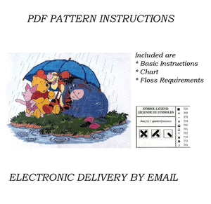 Walt Disney Winnie The Pooh Bear Rainy Day By Debbie Minton Counted Cross Stitch PDF Pattern Chart Instructions Designer Stitches 20004