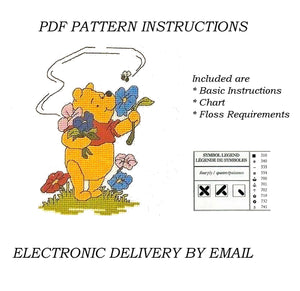 Walt Disney Winnie The Pooh's Flowers B25 Piglet B24 Tigger B26 Eeyore B23 Counted Cross Stitch PDF Pattern Chart Instructions Debbie Minton Designer Stitches