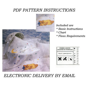 Vintage Disney Winnie The Pooh Sweet Dreams Stars & Moon Cross Stitch PDF Pattern Chart Instructions - Sleeping Snoozing Keepsake Baby Afghan Blanket