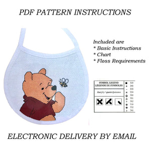 Kit de broderie au point de croix compté avec ours et abeille Winnie l'ourson de Walt Disney ou tableau de motifs PDF Instructions 1132-21