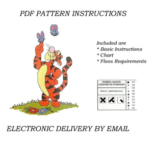 Walt Disney Winnie The Pooh's Butterflies B38 Piglet B37 Tigger B39 Eeyore B36 Counted Cross Stitch PDF Pattern Chart Instructions Debbie Minton Designer Stitches
