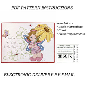 Precious Moments Cross Stitch Butterfly Girl You Are The Best In The Bunch PDF Pattern Chart Instructions Wiggles and Giggles Hug'n Cuddle Bugs 2012