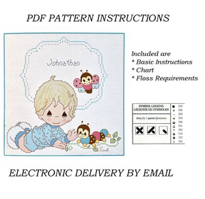 Precious Moments Baby Boy Personalized Name Cross Stitch PDF Pattern Chart Instructions Wiggles and Giggles Hug'n Cuddle Bugs 2012