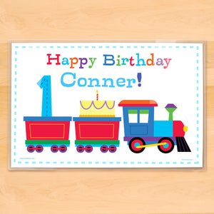 Birthday Train Personalized Kids Placemat 18" x 12" with Alphabet - Name & Age - Custom USA