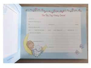 Vintage Rare New Precious Moments Baby Memory Record Fill-In Book of Baby's First Years Sleeping on a Moon Photo Keepsake by Stepping Stones 2000