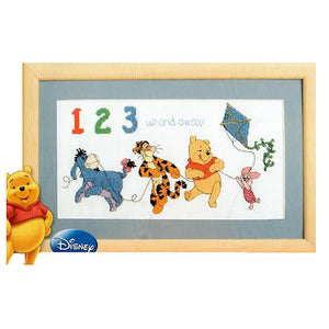 Disney Winnie The Pooh & Pals At Play - Numbers Counted Cross Stitch Sampler PDF Pattern Chart Instructions Eeyore Tigger Pooh & Piglet with a Kite